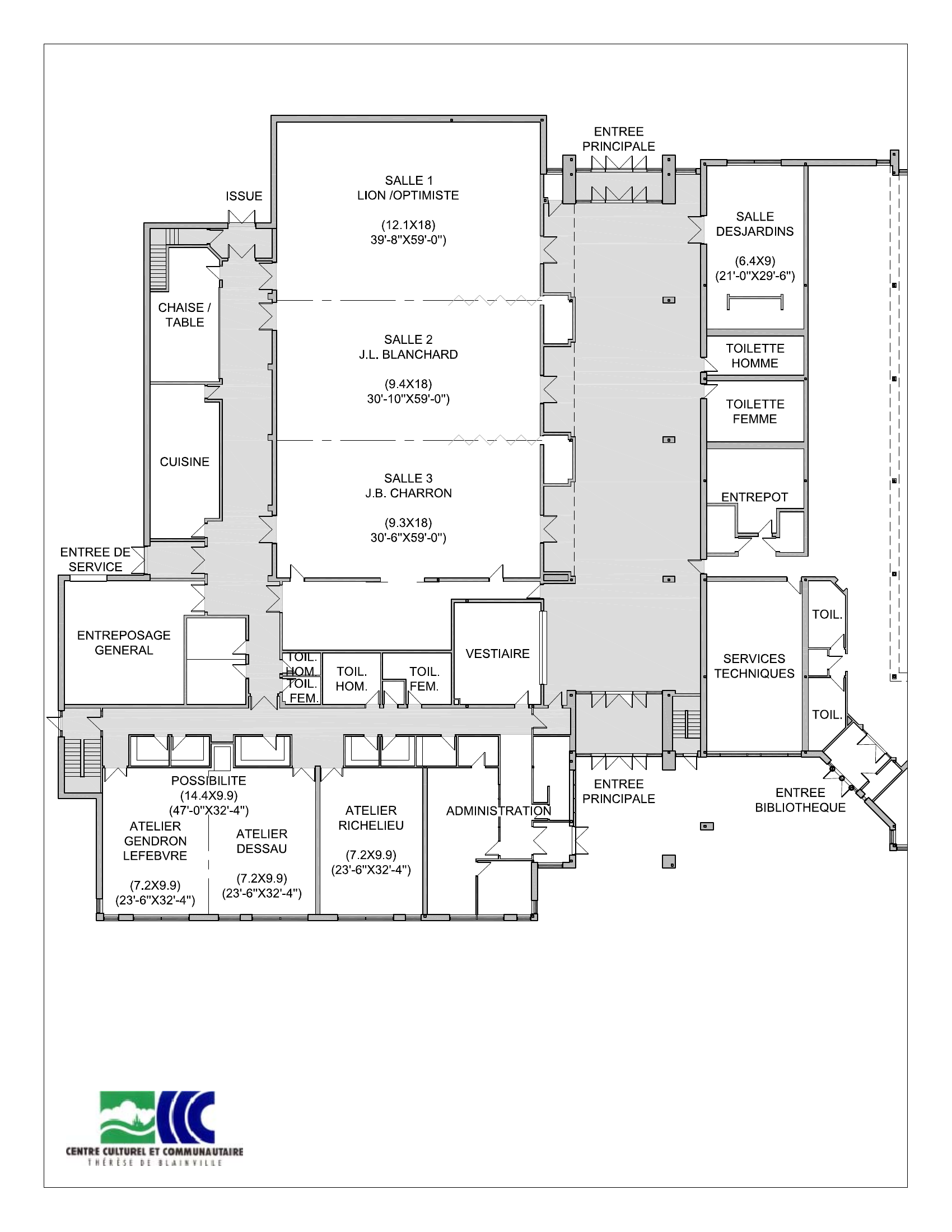 Plan du Centre culturel et communautaire Thérèse-De Blainville